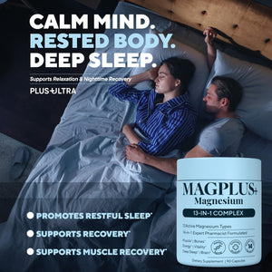 Magnesium Glycinate Complex Supplement, 900mg – 13-in-1 Magnesium L-Threonate, Citrate, Taurate & Malate for Women & Men – Liposomal Chelated Formula – Sleep, Muscle & Brain Support – 90 Capsules Plus+Ultra buy supplements Au