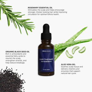 PUREANCE Hair Therapy - Hair Growth Oil for Dry & Frizzy Hair | Scalp Serum for Women & Men - Aloe Vera Gel, Castor, Argan, Black Seed, Rosemary & Peppermint Essential Oils & More - 2 Fl OZ