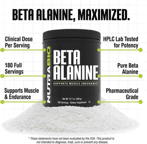 NutraBio Beta Alanine Pre-Workout Supplement - Beta Alanine Powder- 360g Powder