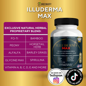 GREENVIFY Illuderma Max Hair, Skin and Nail Supplement, 60 Capsules, with Biotin 5000mcg, Vitamins and Herbal Blend (1) GREENVIFYBuy Supplements Australia
