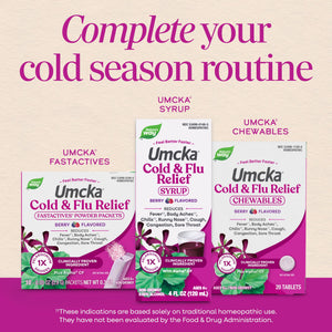 Nature’s Way Umcka Cold and Flu Relief Chewables, Non-Drowsy Multi-Symptom Relief, Homeopathic Cold Medicine & Remedy, Shortens & Reduces Severity of Colds, Berry-Flavored Cold & Flu Tablets, 20 Count Nature's Way buy supplements Au