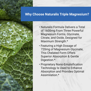 Naturalis Vegan Triple Magnesium Complex | Chelated Glycinate, Citrate & Oxide 1600mg Delivers 250mg Elemental Magnesium | Easily Absorbed for Stress, Muscle, Heart, Bone Support* | 60 Softgels Naturalis buy supplements Au