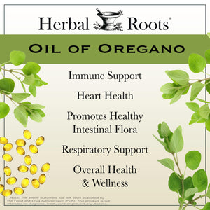 Herbal Roots Oil of Oregano - Made from Mediterranean Oregano Oil - 90 Easy to Swallow Softgel Capsules - Extra Strength 150mg Herbal Roots buy supplements Au