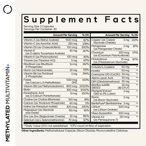 Codeage Methylated Multivitamin Supplement - B-Vitamin, Vitamins A, C, D, E, K2, B12 Methylcobalamin - L-Methylfolate - Magnesium, CoQ10, DIM, Probiotics, Benfotiamine, Lithium, Calcium - 90 Capsules CodeageBuy Supplements Australia