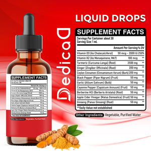 11in1 Liquid Turmeric Supplement – with Ginger, Garlic, Ceylon Cinnamon, Berberine, Ginseng, Apple Cider Vinegar – 1 Fl Oz – 30 Servings DEDICAD buy supplements Au