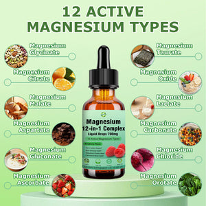 Magnesium 12 in 1 Complex Liquid Drops 700mg, High Absorption Magnesium Glycinate Citrate Malate Taurate & 8 Forms, Magnesium Complex Blend Supplement for Sleep Muscle Nerve Energy Heart Health JUIWEFKK buy supplements Au