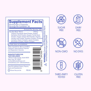 Love Wellness Bye Bye Bloat | Digestive Enzymes for Fast Acting Bloating Relief for Women | Helps Reduce Water Retention & Gas Relief | Supports Digestive Health with Fenugreek & Dandelion | 60 Count Love Wellness buy supplements Au