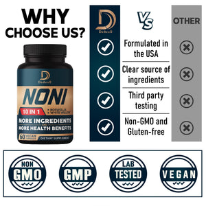 DEDICAD 10in1 Noni Capsules - 4 Month Supply with Elderberry, Boswellia, Turmeric, Ginger & More - Support Muscle, Joint, Digestive & Immune - 2 Packs of 60 Vegan Capsules, Non-GMO & Gluten-Free DEDICAD buy supplements Au