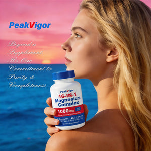 16 in 1 Magnesium Complex, 1000mg Magnesium Complex Supplement for Women with Magnesium Glycinate, Citrate, Orotate, L-Threonate, Malate, Third-Party Tested, Easy-Swallow Vegan Capsules PeakVigor buy supplements Au