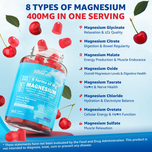 Magnesium Complex Gummies 400mg | as 8 Forms of Magnesium Glycinate, Malate, Citrate, Taurate, Oxide & More | w/Ashwagandha Extract, D3 & B12 Supports for Calm, Zzz, Mood, Muscle Cramp - Vegan 120Cts EnvyCure buy supplements Au