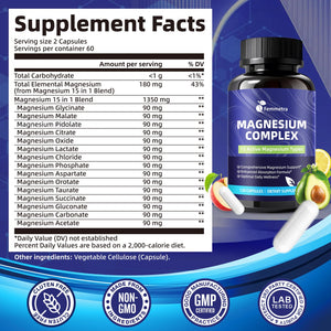 Magnesium Complex for Women Men 1350mg 15 in 1 Pure Magnesium Supplement, with High Absorption Chelated Magnesium Glycinate Citrate Malate & More for Muscle, Heart, Sleep & Bone Support, Vegan 60 Days Femmetra buy supplements Au