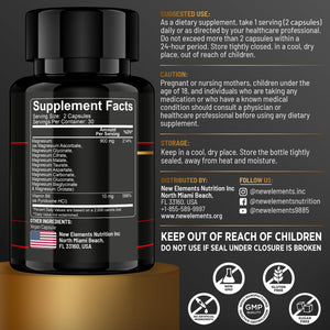 Magnesium 10X Complex – 900mg Elemental Magnesium | Glycinate, Gluconate, Malate, Orotate, Carbonate, Asparate, Taurate, Citrate, Bisglycinate, Ascorbate + Vitamin B6 for Superior Absorption New Elements buy supplements Au