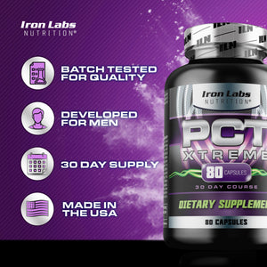 Iron Labs Nutrition PCT Xtreme - PCT Supplement for Men - 30 Day Course - Post Cycle Support Booster (80 Capsules) Iron Labs NutritionBuy Supplements Australia