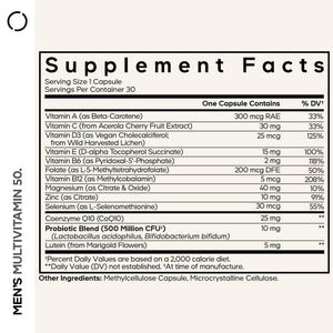 Codeage Men's Multivitamin 50 - Essential Vitamins & Minerals for Men Over 50 - Daily Multivitamins for Men Supplement - Vitamin A, C, D3, E, B6, B1, CoQ10, Probiotics, Lutein - Non-GMO - 30 Capsules CodeageBuy Supplements Australia