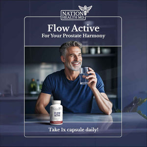 Flow Active | Prostate Health Supplements for Men | Advanced Prostate & Bladder Support, Saw Palmetto, Selenium & Pygeum. 30 Days Supply. 30 Capsules