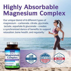 Innate Vitality Magnesium Complex 6-in-1, 1160mg Per Serving, Rest & Digestion, Magnesium Glycinate & Citrate, High Absorption, 120 Vegan Capsules Innate Vitality buy supplements Au