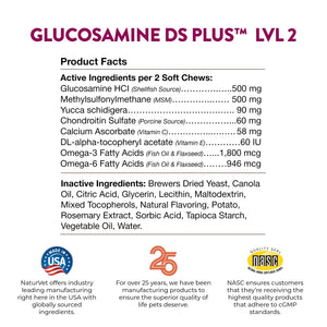 NaturVet – Glucosamine DS Plus - Level 2 Moderate Care – Supports Healthy Hip & Joint Function – Enhanced with Glucosamine, MSM & Chondroitin – for Dogs & Cats – 240 Soft Chews NaturVetBuy Supplements Australia