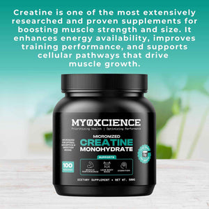 MYOXCIENCE Micronized Creatine | Supports Muscle Performance, Lean Body Mass, & Cognition | 100 Servings
