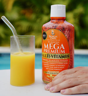 Mega Premium Liquid Multivitamin | Natural Immune Support Vitamin w/ 1333% Vitamin C, 200% D3, Zinc + 20 Vitamins, 70 Minerals, & 21 Amino Acids | Sugar Free | Orange Flavor | 98% Absorption | 32 Serv Tropical Oasis buy supplements Au