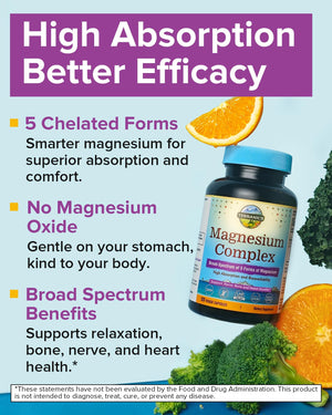 Terranics 5-in-1 Magnesium Complex Supplement 500mg - 5 Forms High Absorption Magnesium Glycinate Citrate Malate Aspartate Gluconate for Sleep Heart Health - Non-GMO 120 Vegan Capsules Terranics buy supplements Au