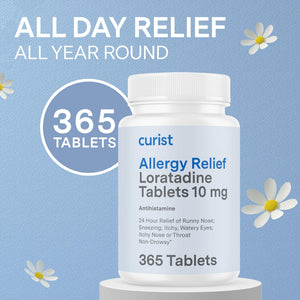 Curist Loratadine 10mg 365 Count - All Day Non Drowsy Allergy Medicine - 24 Hour Antihistamine Tablets for Runny Nose, Itchy Eyes, & Sneezing - Indoor & Outdoor Allergy Medicine for Adults Curist buy supplements Au