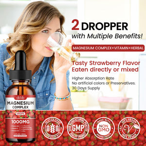 Triple Magnesium Complex Supplement, Magnesium Glycinate, Blend, Citrate Liquid Drops 1000mg with Ashwagandha, CoQ10, Vitamin B6, C, D, Zinc -Support Calm Stress Relief, Bone, Muscle, Mood Vegan dilib buy supplements Au