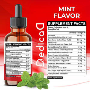 DEDICAD 12in1 Wormwood Liquid Drops Added Black Walnut, Whole Cloves and 9 More Herbs - 2 Fl Oz - 60 Days Supply - Mint Flavor DEDICADΒ buy supplements Au