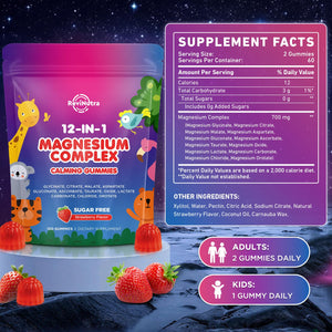 Magnesium Complex 700mg - 12 in 1 Magnesium Gummies with Glycinate, Citrate, Malate, Oxide, Taurate, Aspartate, Orotate - Supports Relaxation, Muscle & Heart - Sugar Free Strawberry 120 Count ReviNutra buy supplements Au