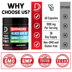 DEDICAD Wormwood Capsules Supplement - Extracted from Black Walnut, Cloves, Turmeric, Apple, Berberine HCl & More - 11 Ingredients Combined for Immune System, Body Management - 60 Capsules DEDICADÂ buy supplements Au