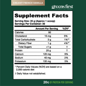 Greens First Dream Protein Powder Whey - 20g Protein Per Serving - Hormone-Free with Prebiotics - Non-GMO - No Artificial Sweeteners/MSG/Aspartame (Creamy French Vanilla, 26.5 oz) Greens First buy supplements Au
