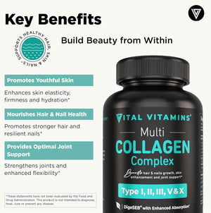 Vital Vitamins Multi-Collagen 150 ct + Hyaluronic Acid Hydration Complex 60 ct