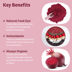 KOS Organic Beet Root Powder, USDA Certified - Superfood Plant Based Beetroot Ingredient for Stamina Increasing, Circulation - Non-GMO, Soy & Gluten-Free, 50 Servings Bag KOS buy supplements Au