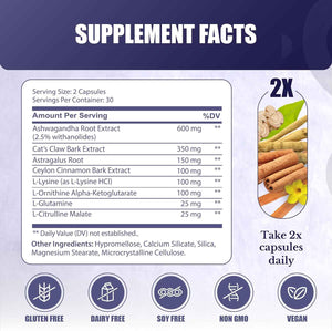 ActiveSpan | Longevity Supplements with Astragalus Root | Anti Aging Support, Ashwagandha, Cat's Claw & Cinnamon, for Women and Men, Vegan, 30 Days Supply, 60 Capsules