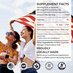 SIRUNES Marine Collagen Peptides, 120 Capsules - Fish Collagen Supplements for Women, Great for Hair, Skin, Nails, Joints & Bones - Made in USA SIRUNES buy supplements Au