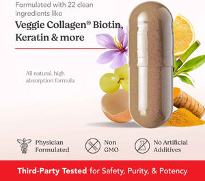 SKINtamin Vegetarian Collagen Pills | Best Collagen Supplements for Women to Support Skin Firmness and Wrinkles | Skin Supplement Formulated to Help Reduce Blemishes