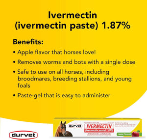 Ivermectin Paste Dewormer - 6.08g dose @ 1.87%-Apple flavored