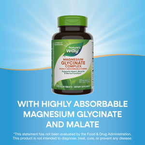 Nature's Way Magnesium Glycinate Complex, Supports Heart, Muscle, Nerve Function*, Highly Absorbable, 220 mg per 2-Tablet Serving, No Gluten, Vegan, 120 Tablets Nature's Way buy supplements Au