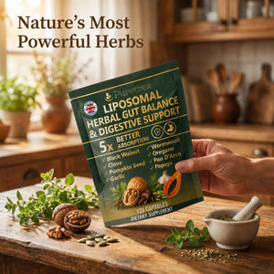 Parasite Cleanse for Humans - Liposomal Herbal Gut Detox Support, Combination with Black Walnut, Wormwood, Clove, Pumpkin Seed, Garlic, Oregano, Pau D’Arco & Papaya - Intestinal Support - 120 Capsules