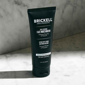 Brickell Men's Daily Defense SPF20 Face Moisturizer for Men, Moisturizing Mineral Sunscreen, Hydrates & Protects Skin Against Harmful UVA/B Rays, With Zinc, Green Tea, & Vitamin E, 3.4oz, Unscented