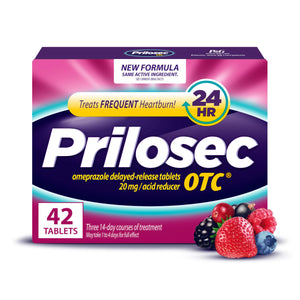 Prilosec OTC, Omeprazole Delayed Release 20mg, Acid Reducer, Treats Frequent Heartburn for 24 Hour Relief, All Day, All Night*, Heartburn Medicine, 20mg, Wildberry Flavor, 42 Tablets Prilosec buy supplements Au