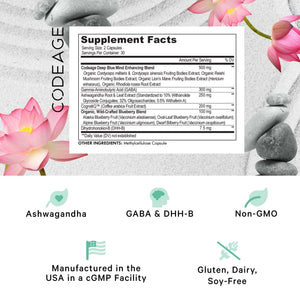 Codeage Meditate Vitamins+ Supplement - CognatiQ, DHH-B, GABA, Ashwagandha, Organic Mushrooms, Blueberries - BDNF Brain Pills and Neuroprotein - Vegan, Non-GMO, Gluten-Free - 60 Capsules CodeageBuy Supplements Australia