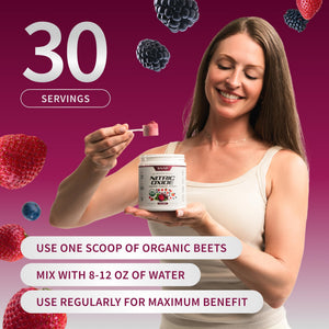 Snap Supplements Organic Beet Root Powder Nitric Oxide Supplement for Men & Women, Red Spinach & Pomegranate, Supports Healthy Energy & Blood Pressure Already in Normal Range, 30 Servings, Mixed Berry Snap Supplements buy supplements Au