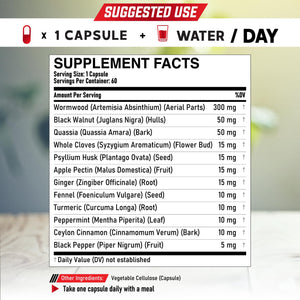 DEDICAD 12in1 Wormwood Capsules Black Walnut Cloves, Ginger, Turmeric Curcumin & Black Pepper - Immune System - 60 Capsules DEDICADÂ buy supplements Au