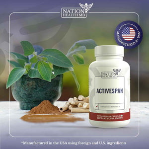 ActiveSpan | Longevity Supplements with Astragalus Root | Anti Aging Support, Ashwagandha, Cat's Claw & Cinnamon, for Women and Men, Vegan, 30 Days Supply, 60 Capsules