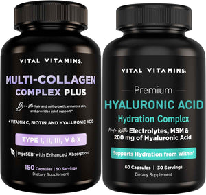 Vital Vitamins Multi-Collagen Plus 150 ct + Hyaluronic Acid Hydration Complex 60 ct