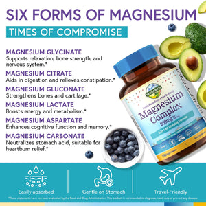 Terranics Magnesium Complex, 6-in-1, High Absorption, Glycinate, Citrate, Aspartate, Gluconate, Calmness, Heart, Bone, 240 Capsules, Non-Buffered Terranics buy supplements Au