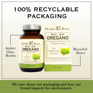 Herbal Roots Oil of Oregano - Made from Mediterranean Oregano Oil - 90 Easy to Swallow Softgel Capsules - Extra Strength 150mg Herbal Roots buy supplements Au