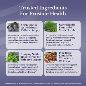Flow Active | Prostate Health Supplements for Men | Advanced Prostate & Bladder Support, Saw Palmetto, Selenium & Pygeum. 30 Days Supply. 30 Capsules
