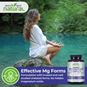 4-in-1 Magnesium Complex Supplement - Glycinate, Taurate, Malate, Orotate Blend - 300 mg per Serving, 120 Capsules Why Not Natural buy supplements Au