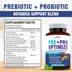 Pro Optimize Probiotics for Women, Menopause, 70 Billion CFU, Digestive Health - Relief for Bloating, Hot Flashes, Joint Support, Night Sweats - Gut Health & Metabolism - Dong Quai (120 (Pack of 2)) NEW AGE buy supplements Au